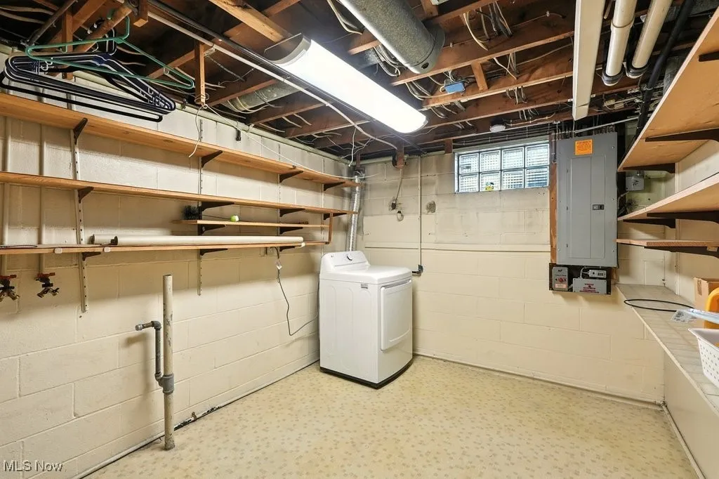 Laundry area featuring washer / clothes dryer and electric panel
