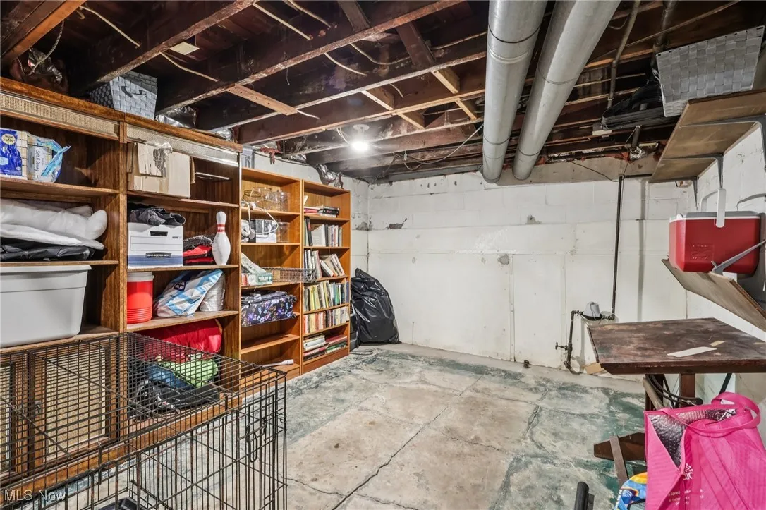 View of unfinished basement