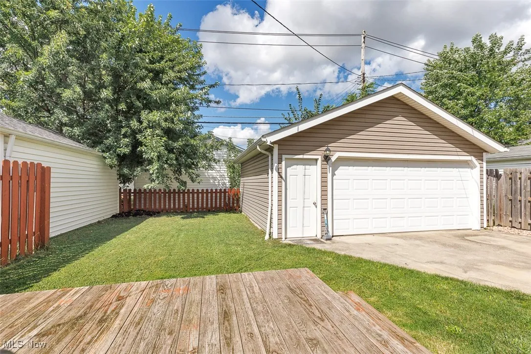 View of detached garage