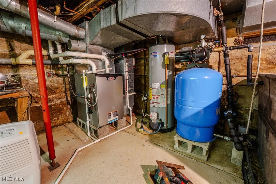 Utility room featuring gas water heater