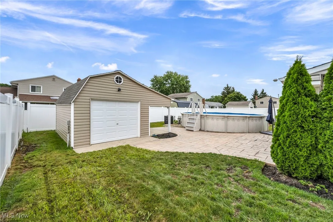 View of detached garage