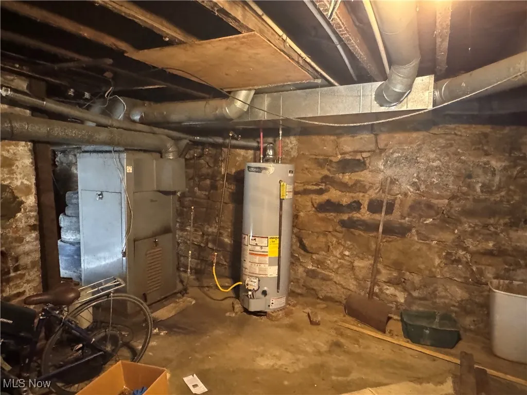 Utilities with gas water heater and heating unit