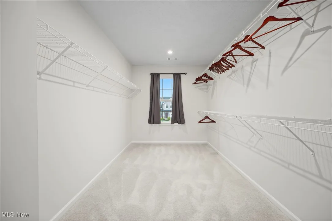 Spacious walk in closet featuring carpet floors