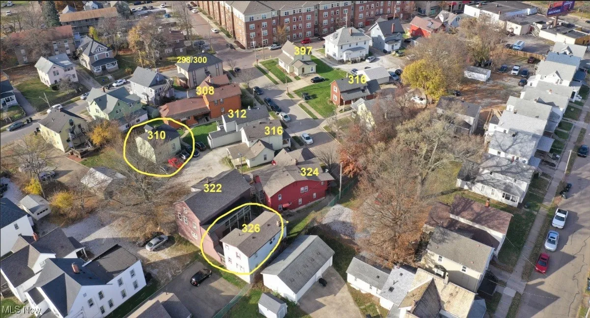 Aerial view of properties