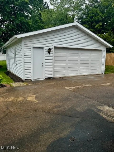 View of detached garage