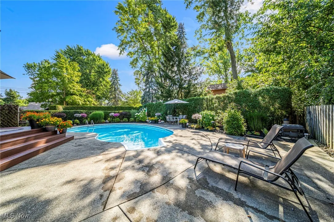 View of pool with a patio area and a fenced backyard