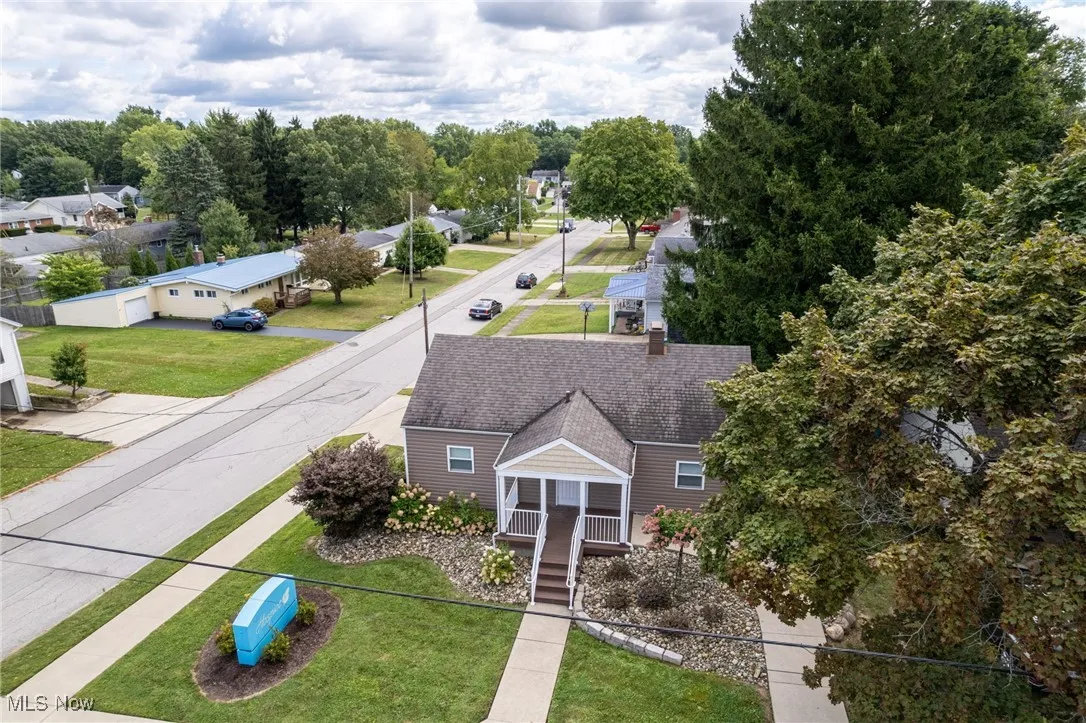 Aerial perspective of suburban area