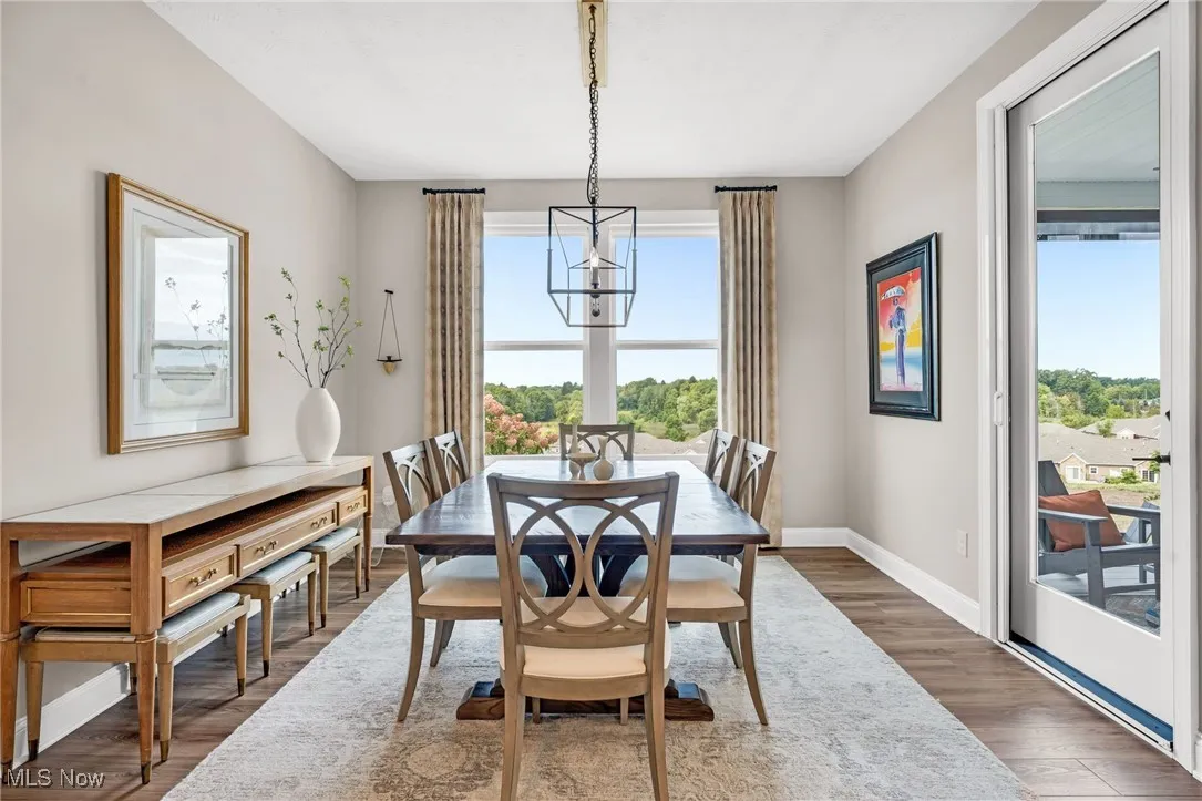 Dining room featuring wood finished floors and baseboards