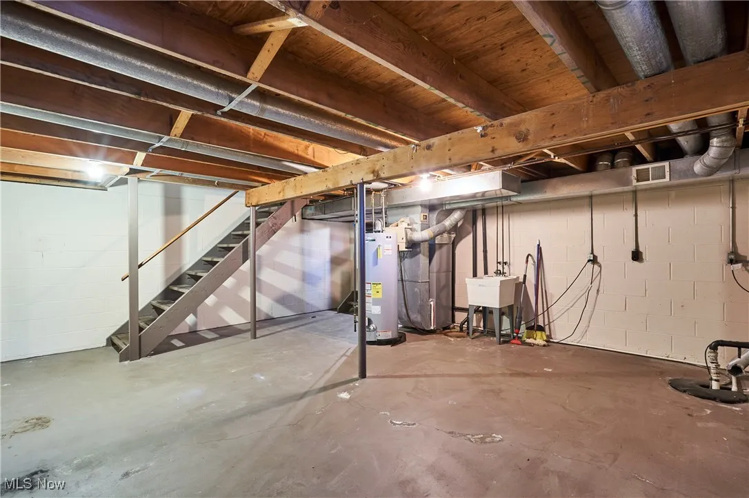 Basement with laundry area