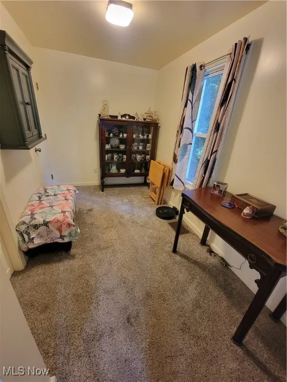 Office area with light carpet and baseboards