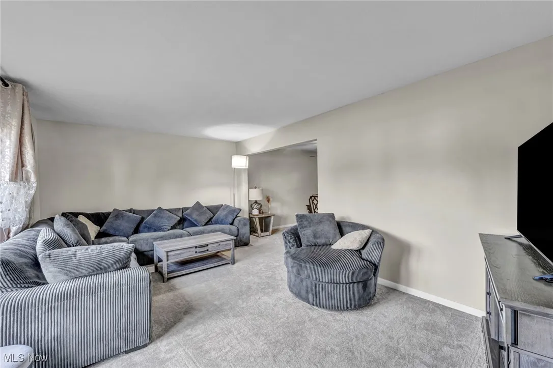 Living room featuring carpet and baseboards
