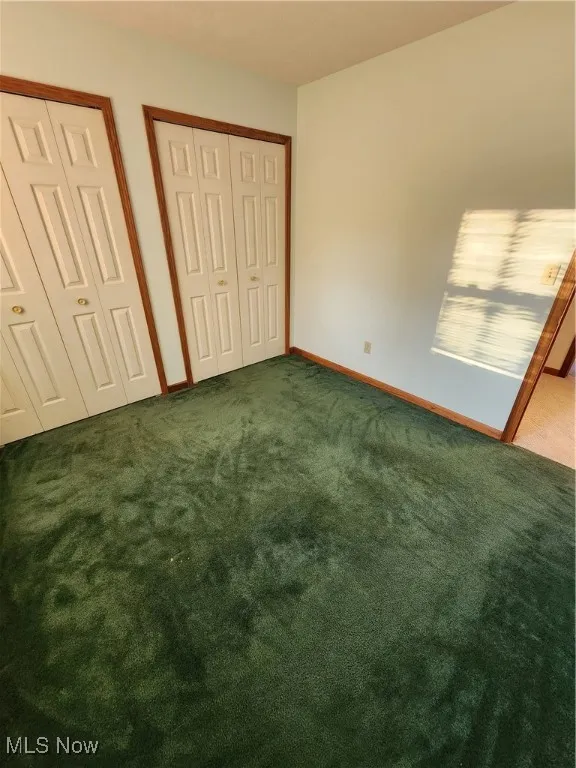  Bedroom with carpet floors and two closets