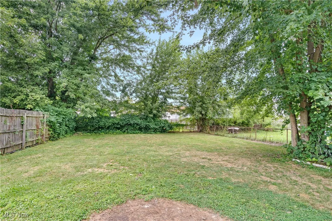 View of fenced backyard
