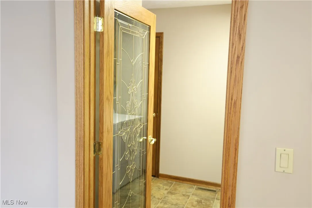 Leaded glass door into laundry room