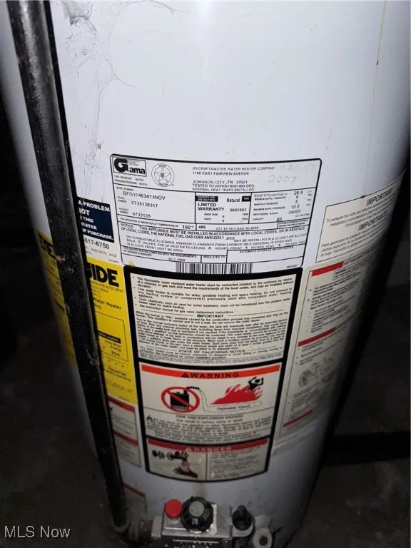 Detailed view of water heater