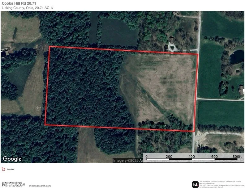 Aerial overview of property's location featuring property parcel outlined