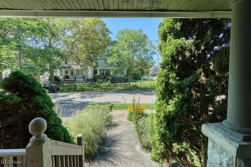 Looking out from the front porch.