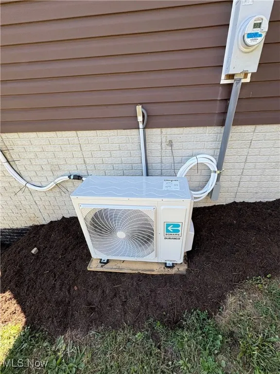 Exterior view of a cooling unit and electric meter