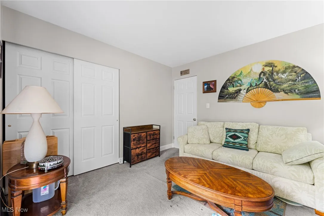 View of carpeted living area