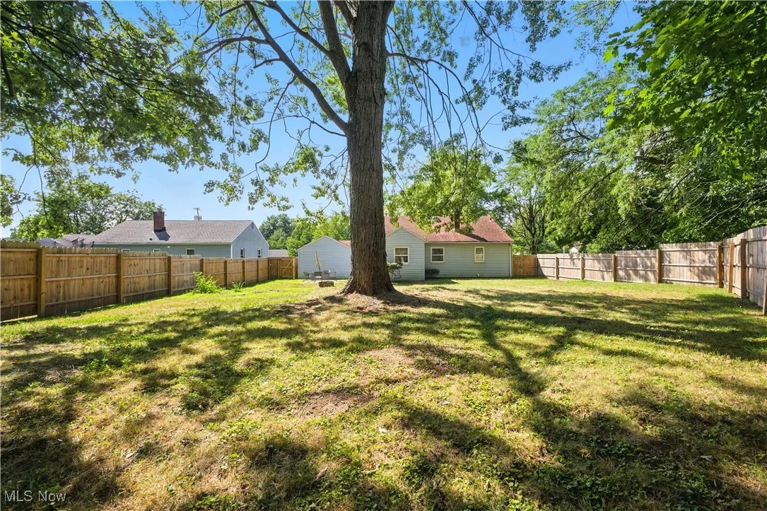 View of fenced backyard