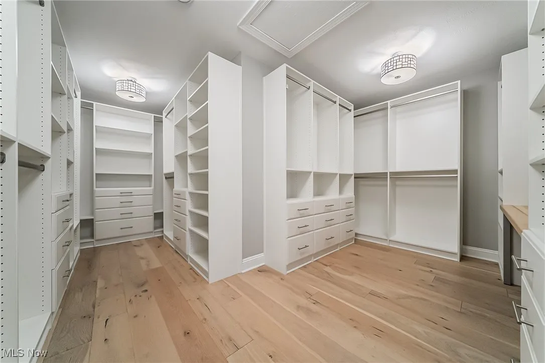 Spacious closet with light wood-style floors