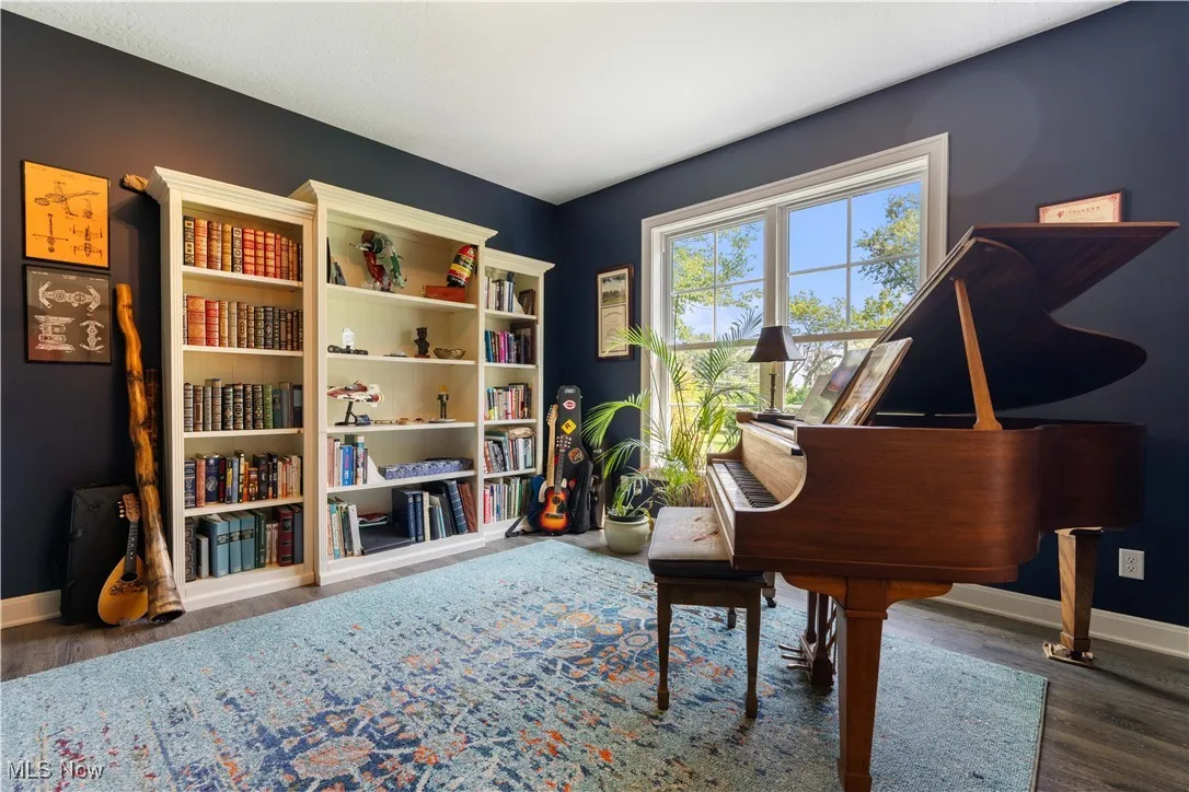 Off the foyer is a gorgeous home office.