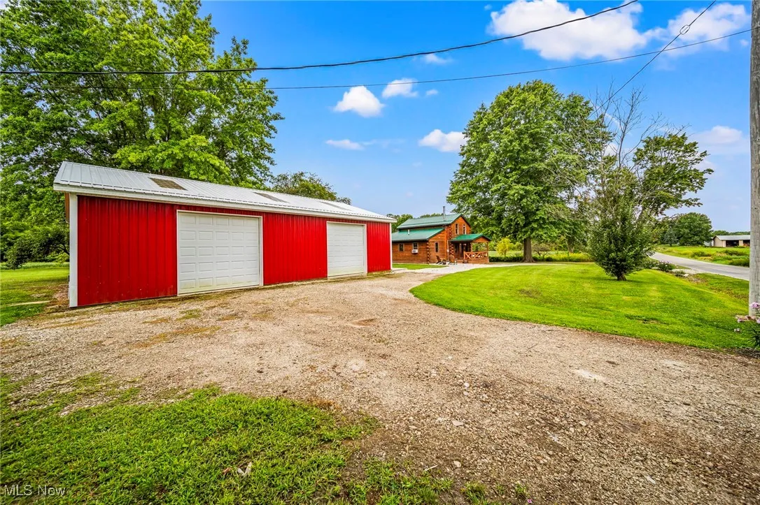 View of detached garage