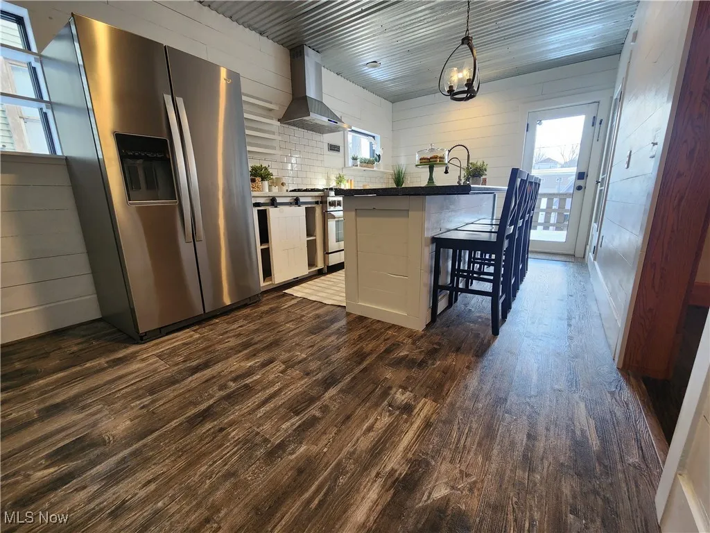 Kitchen with stainless steel appliances