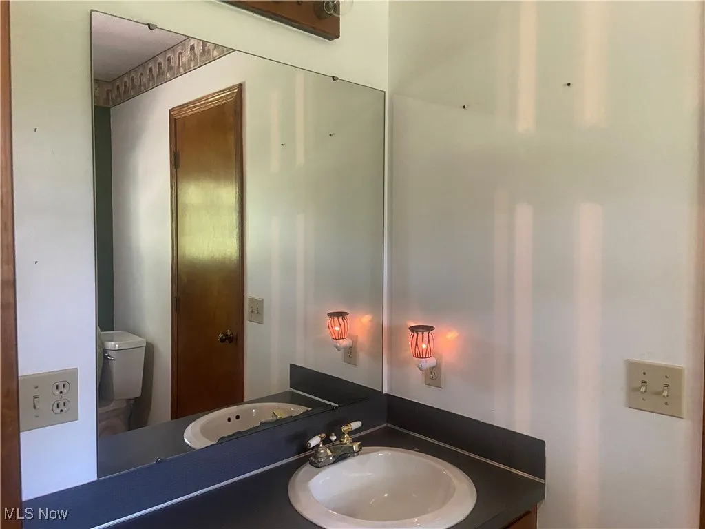 Bathroom featuring vanity and toilet