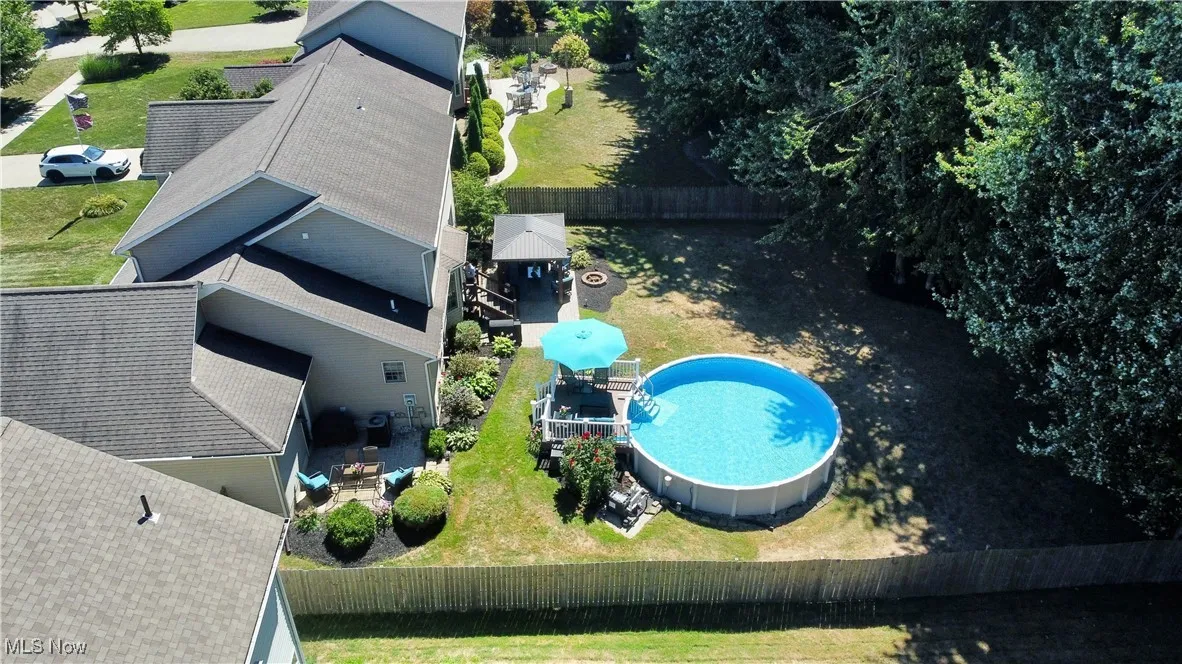 Aerial view of a pool