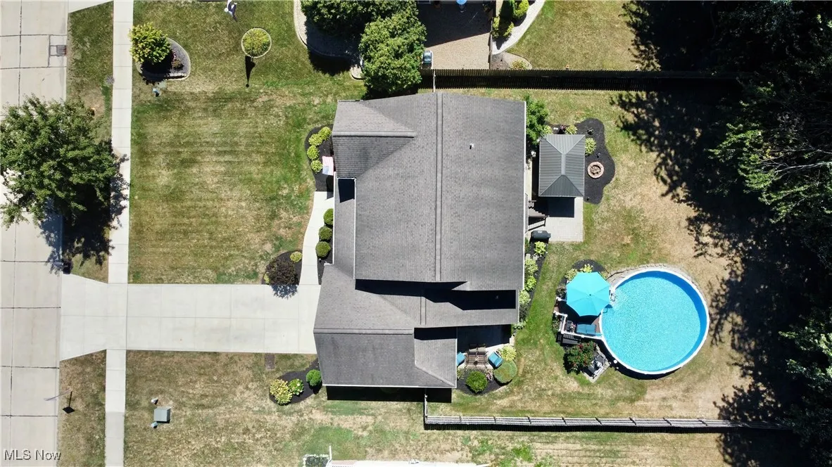Drone / aerial view of a pool area