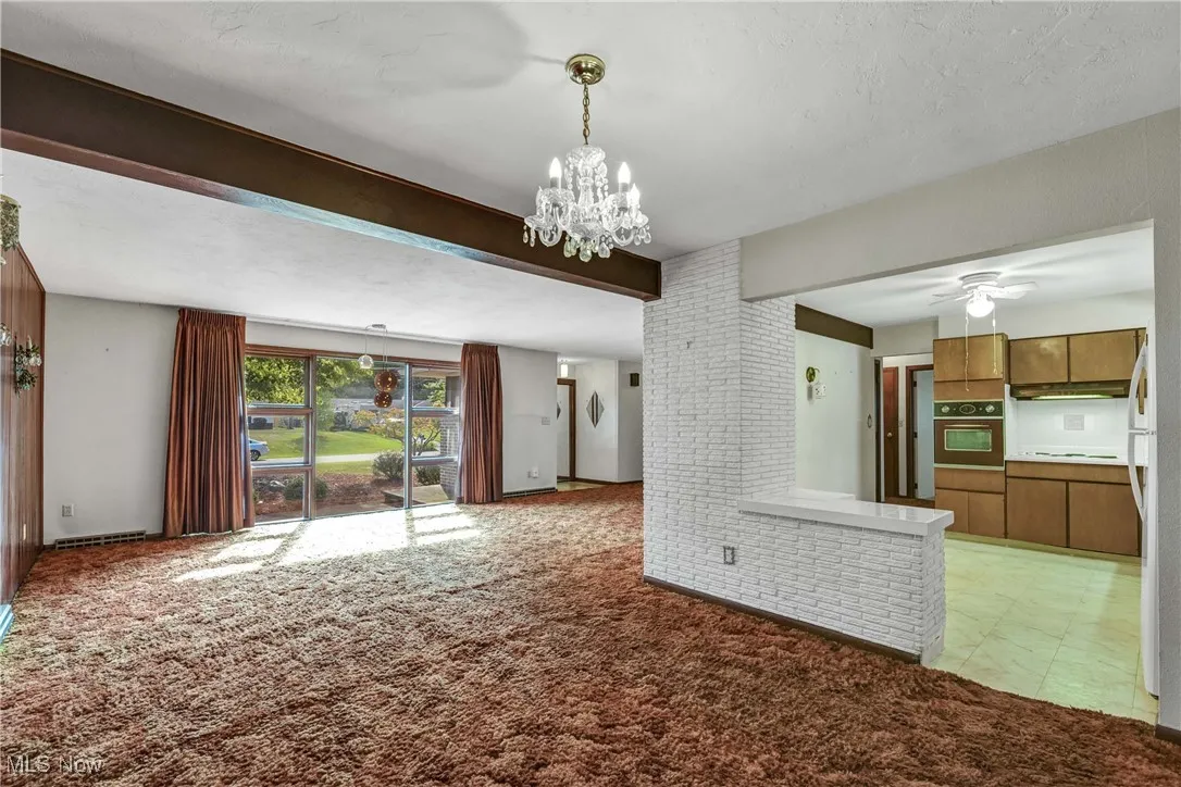 View of Dining room, kitchen and living room