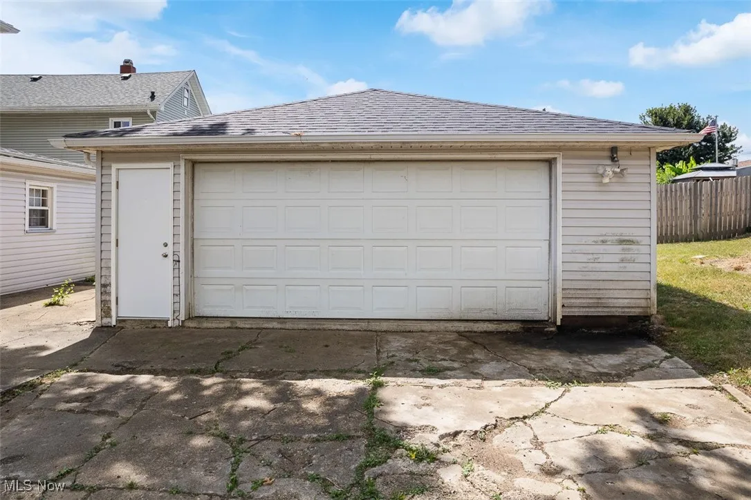 View of detached garage