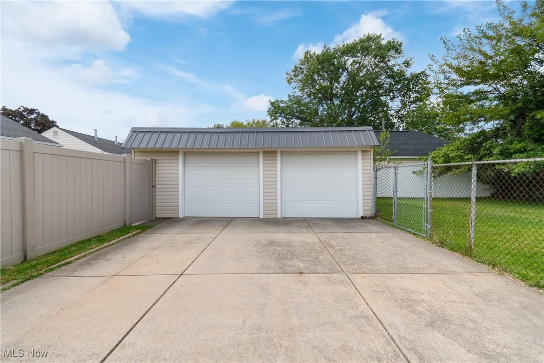 View of detached garage