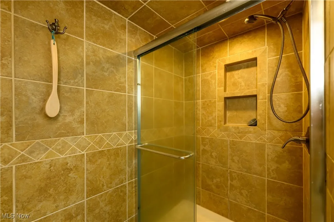 lower level tiled shower