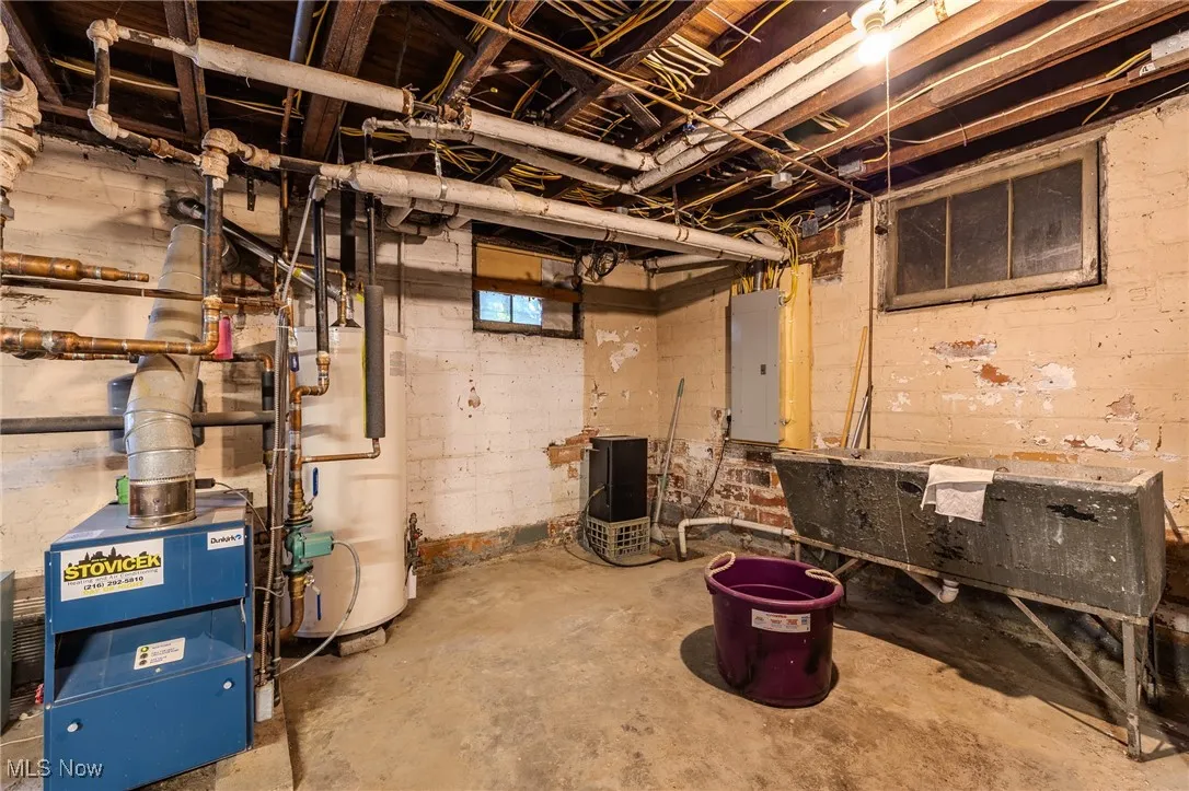 Basement Boiler, Hot Water Tank and Electric Panel