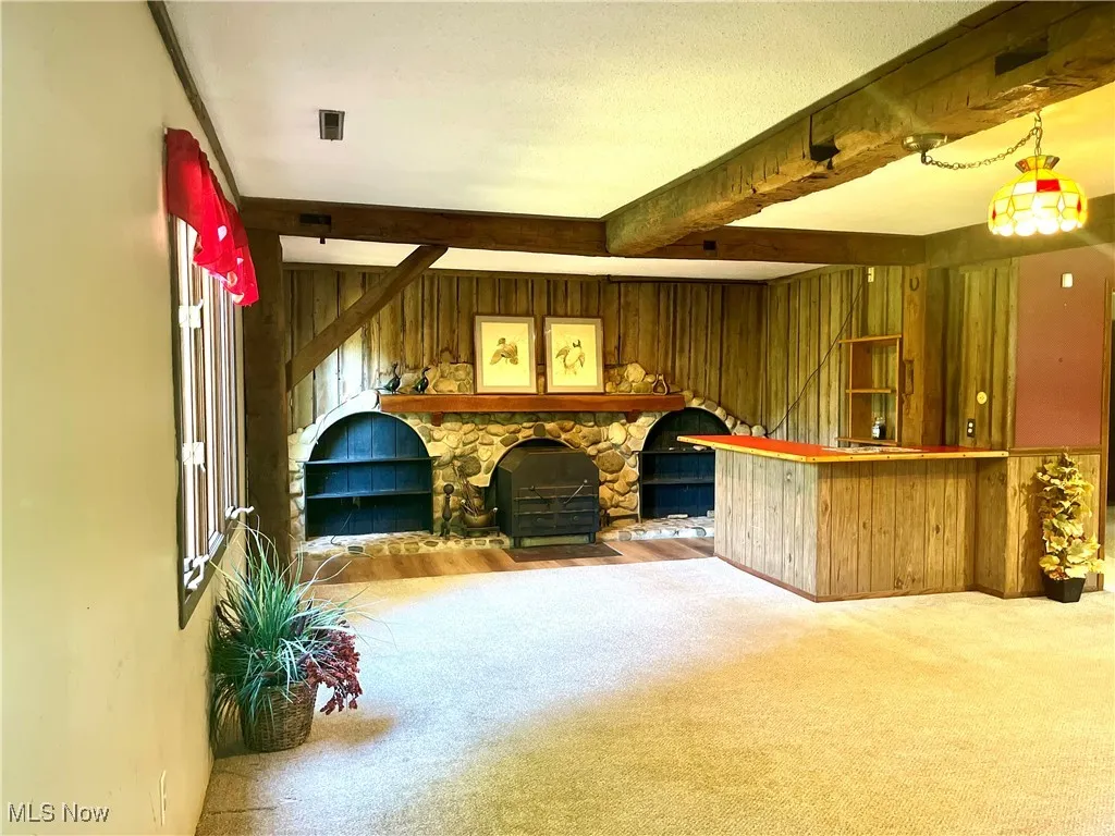 Rustic Family room on the lower level.