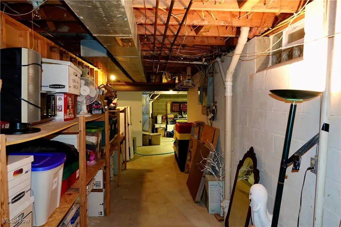 View of unfinished basement