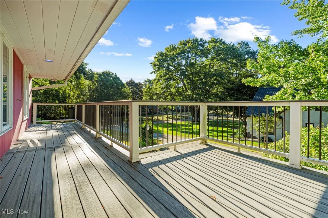 Beautiful composite deck off of the living room