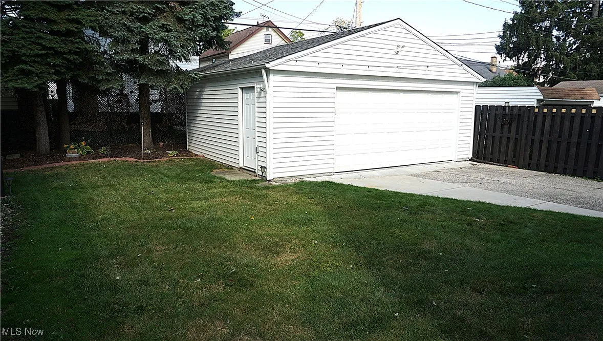View of detached garage