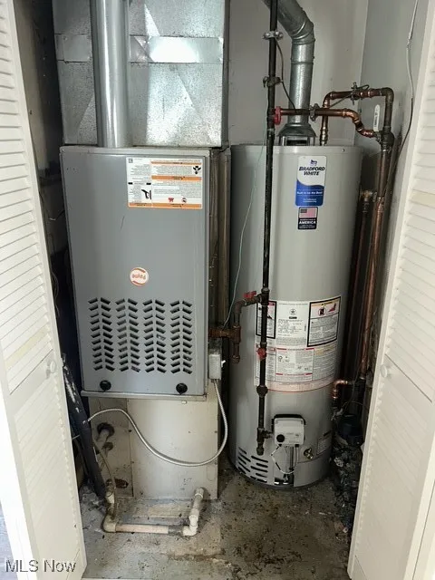 Utilities featuring gas water heater and heating unit