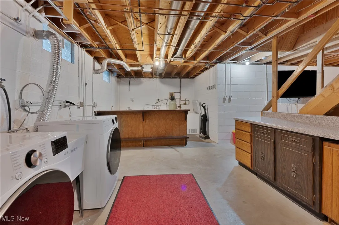 Laundry area with washing machine and clothes dryer