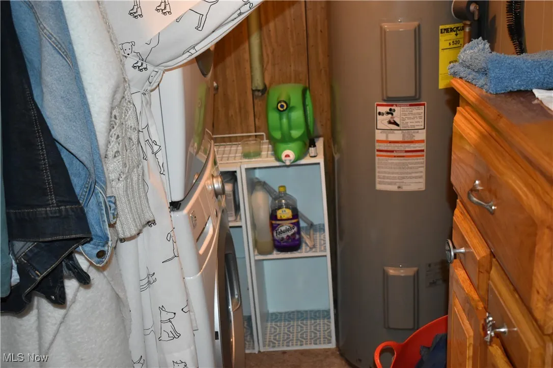 Utility room featuring water heater