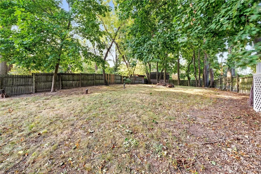 View of fenced backyard