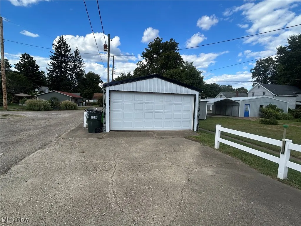 View of detached garage