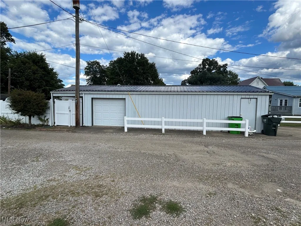 View of detached garage