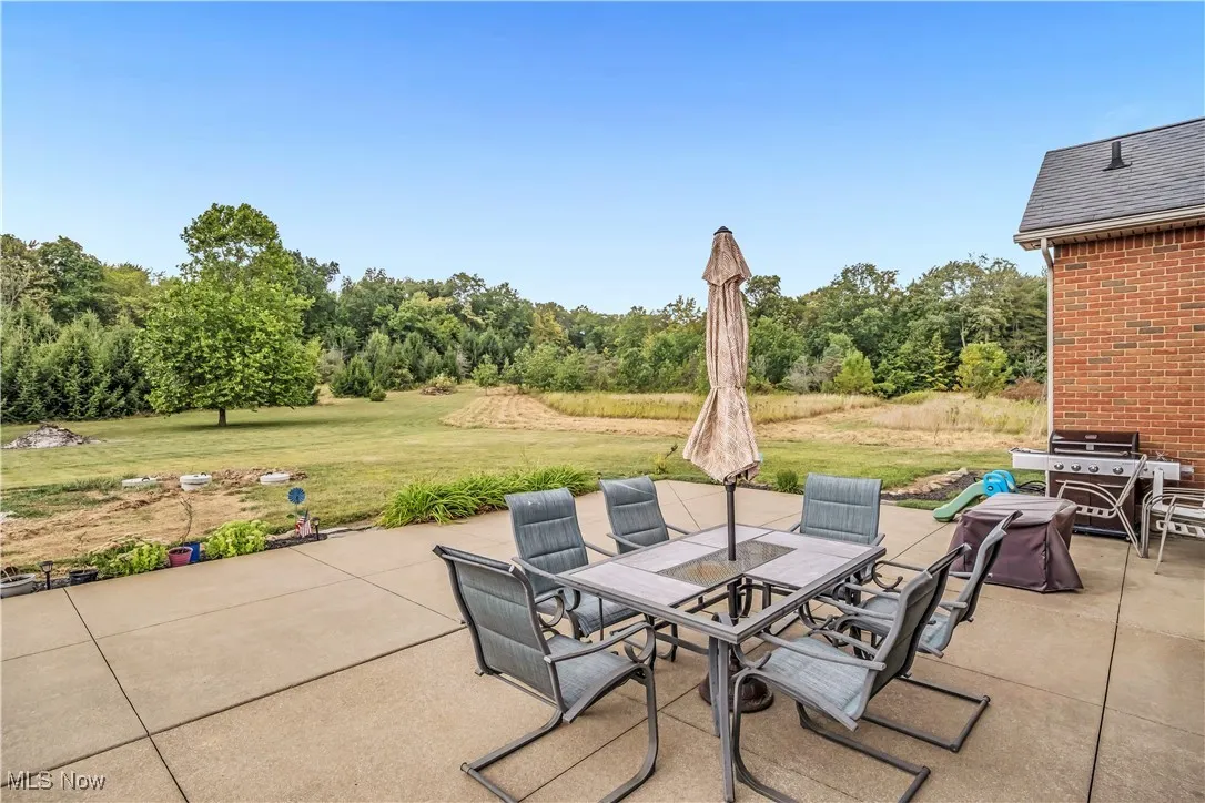 View of patio / terrace featuring outdoor dining area, area for grilling, and view of scattered trees