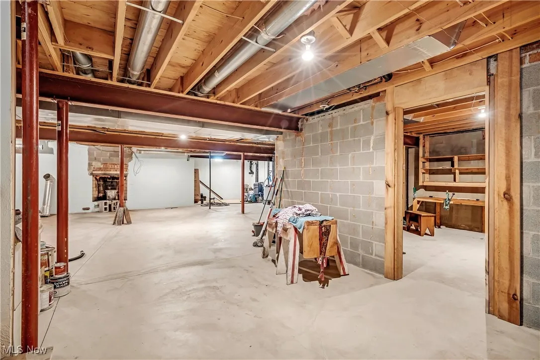 Unfinished below grade area - blocked in gun room with steel door