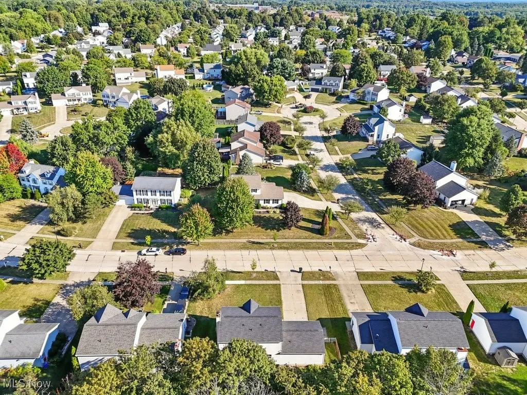 Aerial perspective of suburban area