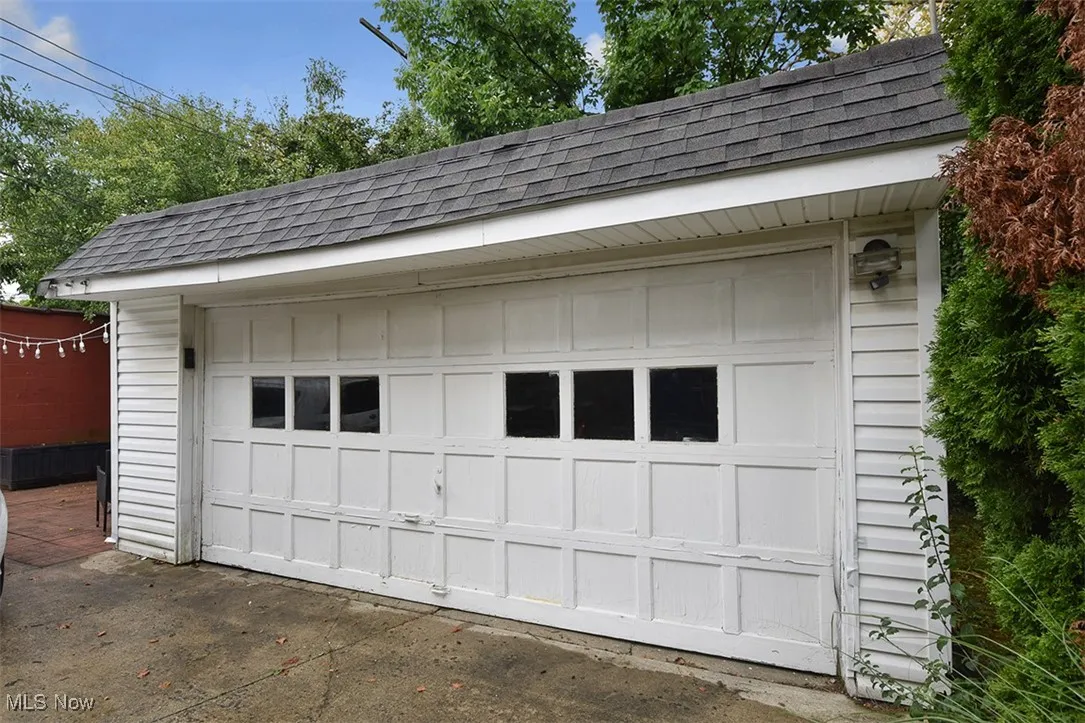 View of detached garage